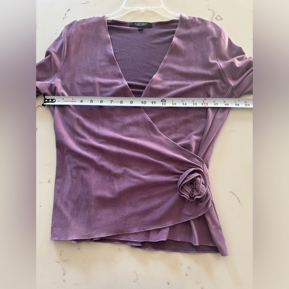 Karen Kane Purple Rose Wrap Top - Picture 7 of 9